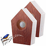 PEARL 2er-Set Vogelgesang-Box mit Bewegungssensor, 120 s, Teak-Holz-Optik PEARL Vogelgesang-Boxen mit Bewegungs-Sensor