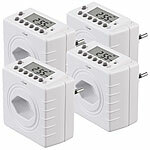 revolt 4er-Set Zeitschaltuhren für Typ-J-Steckdose, LCD-Display,2.300W revolt Digitale Zeitschaltuhren für schweizer Steckdosen