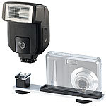 Somikon Profi-Blitz-Paket mit Foto-Blitzgerät und Blitzschiene Somikon Blitzgeräte mit Tochterblitz Funktion