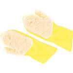 PEARL Handschuhe mit Polier-Pad aus Wollfasern, rechts- & linkshändig PEARL Reinigungs- und Pflegehandschuhe