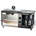 Rosenstein & Söhne 3in1-Frühstücksofen mit Glasdeckel, 1.450 Watt Rosenstein & Söhne Frühstücksöfen mit Kaffeemaschinen und Pfannen