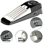 VisorTech 5in1-Multifunktions-Türstopper, Alarm, Wassermelder, PIR-Sensor & LED VisorTech Multifunktions-Türstopper mit Alarm