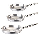 Tornwald-Schmiede Polierte Kochpfannen aus Aluminium mit Ø 20, 24 und 28 cm, 3er-Set Tornwald-Schmiede Aluminium Pfannen