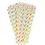 PEARL 100 Retro Papier-Trinkhalme in 4 Farben, gestreift, lebensmittelecht PEARL Papier-Trinkhalme