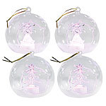 Lunartec Mundgeblasene LED-Glas-Ornamente in Kugelform, 4er-Set Lunartec LED Weihnachtsbaumkugeln