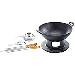 Rosenstein & Söhne Tisch-Wok aus Gusseisen, inklusive 6 Fondue-Gabeln und Pastenbrenner Rosenstein & Söhne Tisch Woks
