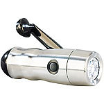 Lunartec Batteriefreie Dynamo-Taschenlampe aus Edelstahl, 0,3W, 0,6 lm Lunartec LED-Dynamo-Taschenlampen