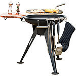 Rosenstein & Söhne Rundgrill mit schwenkbarem Rost, Ø 65 cm, Holz-Ablagefläche 32 x 60 cm Rosenstein & Söhne Holzkohle Rundgrills