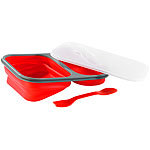 PEARL Faltbare Silikon-Vesperbox mit 2 Kammern & Besteck PEARL Faltbare Vesperboxen