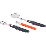 AGT Teleskop-Werkzeug-Set mit Spiegel, Magnet-Heber & LED-Leuchte, 3-tlg. AGT Teleskop-Werkzeug-Sets