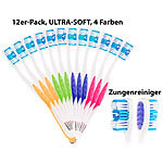 newgen medicals 12er-Pack Marken-Zahnbürsten mit Zungenreiniger, ULTRA-SOFT, 4 Farben newgen medicals Handzahnbürsten