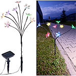 Lunartec 4er-Set Solar-LED-Lichtersträucher mit 8 Blüten und Erdspieß, 50 cm Lunartec