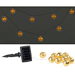 Lunartec Solar-LED-Lichterkette, 10 goldene Leuchtkugeln, warmweiß, IP44, 2 m Lunartec LED-Solar-Lichterketten (warmweiß)