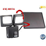 Luminea Duo-Solar-Außenstrahler mit PIR-Bewegungssensor,6W,IP44 (refurbished) Luminea LED-Solar-Fluter mit Bewegungsmelder