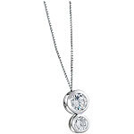 St. Leonhard Schlichte Kette und Anhänger mit 2 runden Zirkonia St. Leonhard Damen-Ketten mit Anhänger 925 Sterling Silber
