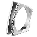 St. Leonhard Eckiger Damenring aus Edelstahl m. Zirkonia-Kante, Gr. 54 St. Leonhard Damen-Ringe Edelstahl