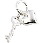 St. Leonhard Element Herz & Schlüssel, 925er Sterling-Silber St. Leonhard Charm Anhänger 925 Sterling Silber