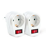 revolt Stromspar-Steckeradapter mit Netzschalter, 2er-Set revolt Schaltbare Steckdosen