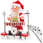 infactory 2er-Set Singender Schlagzeuger-Weihnachtsmann mit LED-Lichtershow infactory
