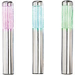 Lunartec 2in1-Edelstahl-Solar-Leuchte farbwechselnd & warmweiß 3er-Set Lunartec Bunte Solar-LED-Wegeleuchten mit Lichtsensoren