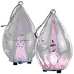Lunartec Mundgeblasene LED-Glas-Ornamente in Tropfenform, 2er-Set Lunartec 