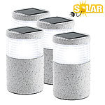 Lunartec Mini-Solar-LED-Gartenleuchte "Grey Stone", mit Lichtsensor, 4er-Set Lunartec LED-Solar-Wegeleuchten