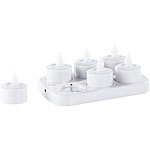 Lunartec 6 Akku-LED-Teelichter mit Acrylgläsern, Ladestation und Fernbedienung Lunartec Akku-LED-Teelicht-Sets mit Ladestation