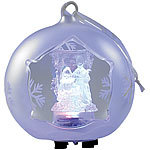 Lunartec Mundgeblasene LED-Milchglas-Ornamente in Kugelform, 2er-Set Lunartec LED Weihnachtsbaumkugeln