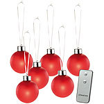 Lunartec Beleuchtete Weihnachtsbaum-Kugeln aus Glas, Fernbed., 6 Stück, rot Lunartec LED Weihnachtsbaumkugeln