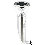 Lunartec Solar-LED-Wandlampe in Edelstahl-Optik mit Bewegungsmelder Lunartec LED-Solar-Außenlampen mit PIR-Sensoren (neutralweiß)