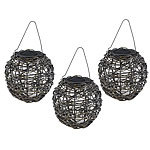 Lunartec Kugelförmige Solar-LED-Dekoleuchte aus Polyrattan 3er-Set Lunartec Solar-LED-Dekoleuchte aus Polyrattan