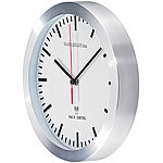 PEARL Elegante Funk-Wanduhr im Alugehäuse PEARL Analoge Funk-Wanduhren