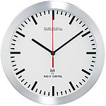 PEARL Elegante Funk-Wanduhr im Alugehäuse PEARL Analoge Funk-Wanduhren