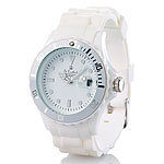 St. Leonhard Sportliche Silikon-Quarz-Armbanduhr, Lupen-Mineralglas, strahlend-weiß St. Leonhard Unisex-Silikon-Armbanduhren