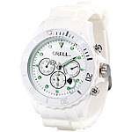 Crell Multifunktions-Uhr mit Silikon-Armband, Strahlend-weiß Crell Unisex-Silikon-Armbanduhren
