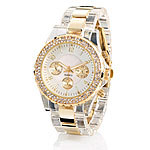 Crell Elegante Quarz-Armbanduhr, transparent-gold Crell Damenuhren