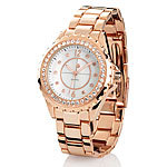 Crell Elegante Quarz-Armbanduhr mit Strass, rotgold Crell Damenuhren