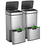 infactory 2er-Set Design-Mülltrenn-System, Sensor, 8 Behälter, Edelstahl, 144 l infactory Mülltrenn-Systeme mit Sensor