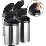 Sichler Haushaltsgeräte 4er-Set Abfalleimer, Hand-Bewegungssensor, Edelstahl-Korpus, 58 Liter Sichler Haushaltsgeräte