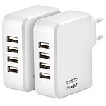 revolt 2er-Set Intelligentes 4-Port-USB-Wandnetzteil, Smart-Power-Technologie revolt Mehrfach-USB-Netzteile für Steckdose