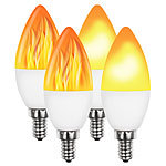 Luminea 4er-Set LED-Lampen mit Flammeneffekt, 3 Beleuchtungs-Modi, E14, 2 W, Luminea