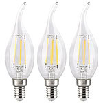 Luminea 3er-Set LED-Filament-Kerze E14, 4W (ersetzt 40W), 470lm warmweiß, Ba35 Luminea
