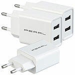 PEARL 3er-Set 2-Port-USB-Netzteil für Mobilgeräte, USB-A, 2,4 A / 12 W, weiß PEARL