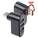 Xystec 2er-Set USB-2.0-Hubs mit 3 Ports und microSD-Kartenleser, 180° drehbar Xystec USB-2.0-Hubs mit Card-Reader