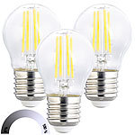 Luminea LED-Filament-Lampen im 3er-Set, G45, E27, 470 lm, 4 W, 6500 K, dimmbar Luminea