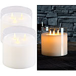 Britesta 2er-Set LED-Echtwachs-Kerzen im Windglas mit 3 beweglichen Flammen Britesta