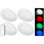 Lunartec 4er-Set Solar-LED-Dekosteine mit Fernbedienung, RGB+W, IP44, 32 cm Lunartec Solar-LED-Dekosteine
