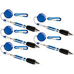 PEARL 5er-Set Pen-Rewinder mit Karabiner-Haken PEARL Kugelschreiber mit Rewindern