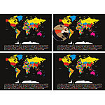 infactory 4er-Set XXL-Weltkarte mit Ländern und Flaggen zum Freirubbeln, 82x59cm infactory Weltkarten zum Rubbeln