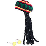 infactory Jamaika-Mütze mit Dreadlocks & gelber Brille infactory Perücken